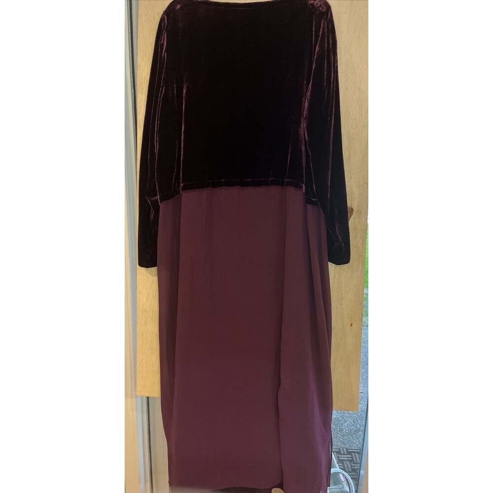 EILEEN FISHER RAISINETTE SILK RAYON VELVET 2PCS DUSTER DRESS W/SLIP size Large - Picture 6 of 6